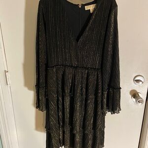 Michael Kors Black Shimmery Long Sleeve Dress